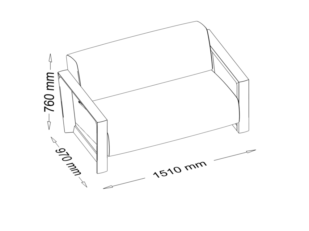 Arcus - One And Two Sofa With Wooden Frame Dimenstion image Arcus - One And Two Sofa With Wooden Frame Dimenstion image