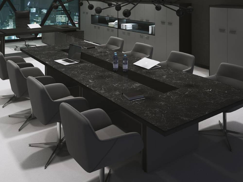 Arena 1 - Marble Slab Leg Rectangular Meeting Table with Optional Glass and Leather Inserts Main img Arena 1 Marble Slab Leg Rectangular Meeting Table with Optional Glass and Leather Inserts Main img
