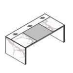Desk with Glass and Leather Insert