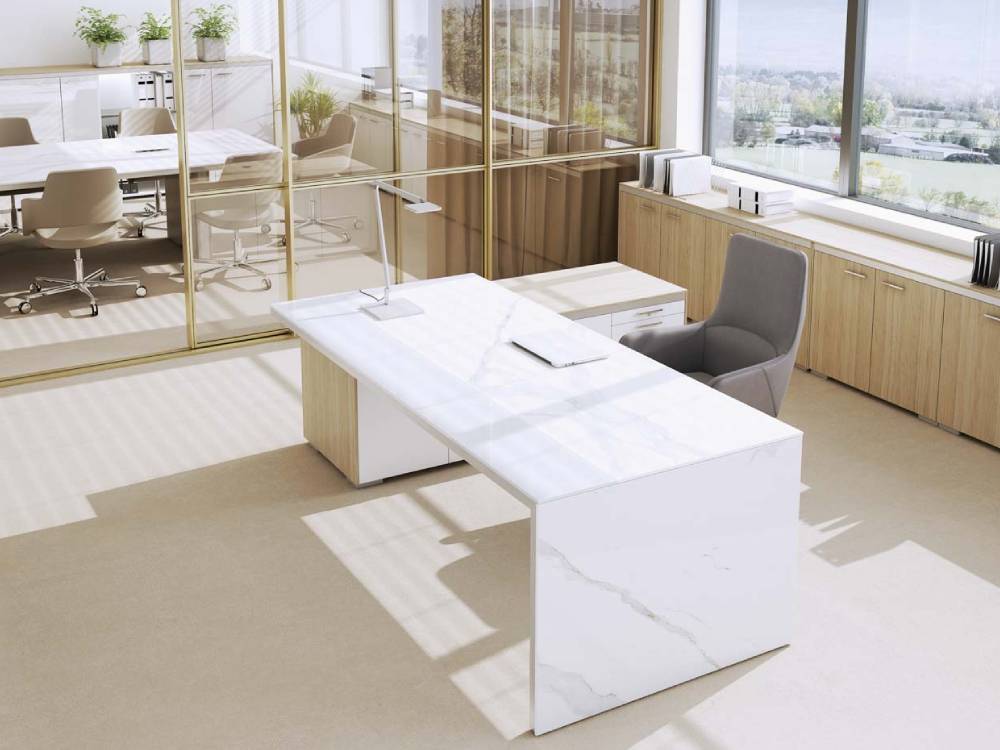 Arena - Marble Slab Leg Executive Desk with Glass and Leather Optional Credenza 02 img Arena Marble Slab Leg Executive Desk with Glass and Leather Optional Credenza 02 img