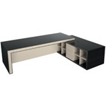 Desk with Credenza Unit and without Modesty Panel (Wood Finish)