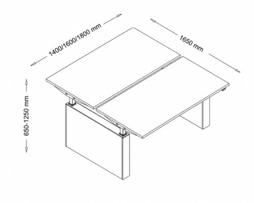 Cronato 2 – Panel Lags Back to Back 2 Step Height Adjustable Office Desk with Optional Dividing Screen & Side Screen for 2 & 4 Persons Size img