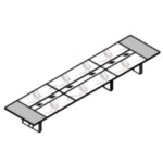 Large Rectangular Shape Table (with Glass Insert and Leather, 14 Persons)