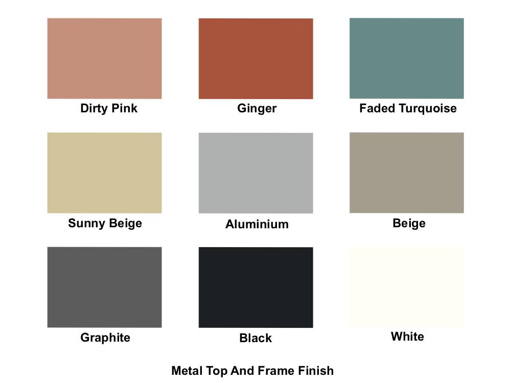 MR Metal Top and frame finish MR Metal Top and frame finish