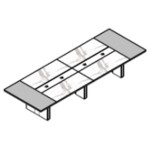 Medium Rectangular Shape Table (with Glass Insert and Leather, 10 and 12 Persons)