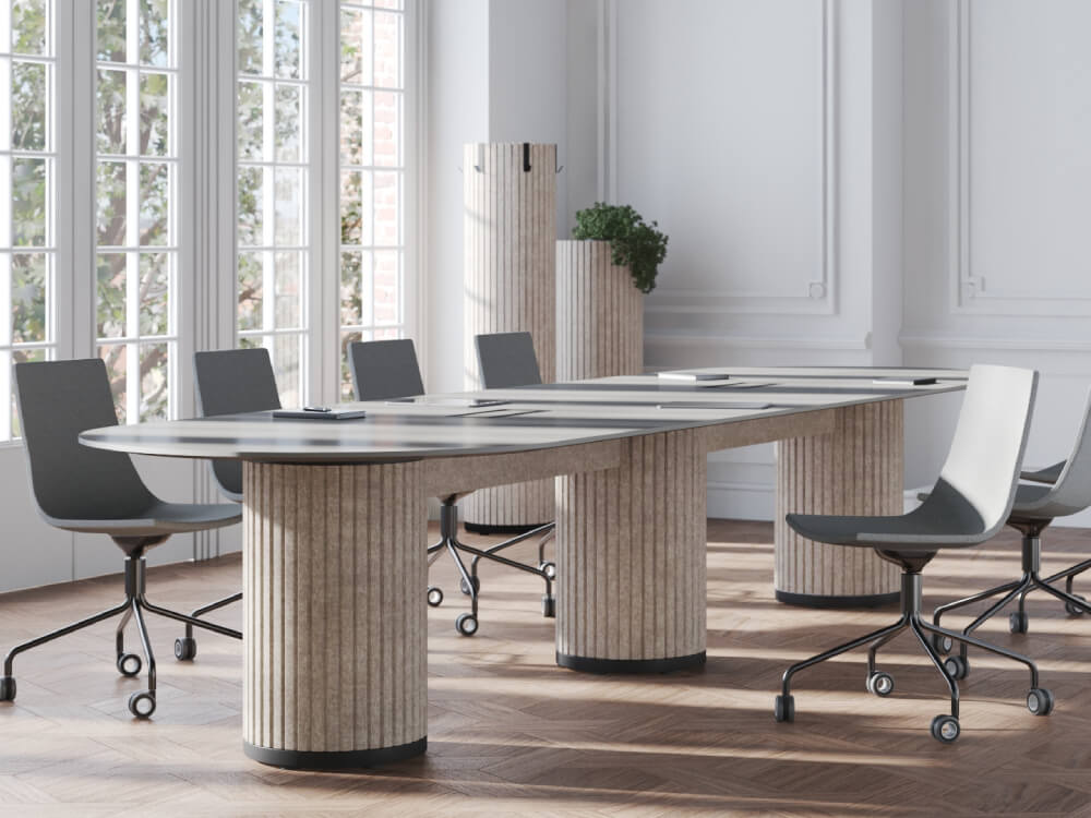 Parzio - Acoustic-Columns-Leg-Meeting-Table Main Image Parzio Acoustic Columns Leg Meeting Table Main Image