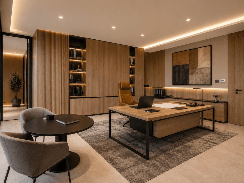 Professional office refurbishment costs consultation with workspace planning, furniture selection, and commercial office budgeting.
